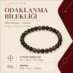 Odaklanma altın obsidyen ve hematit el yapımı doğal taş bileklik